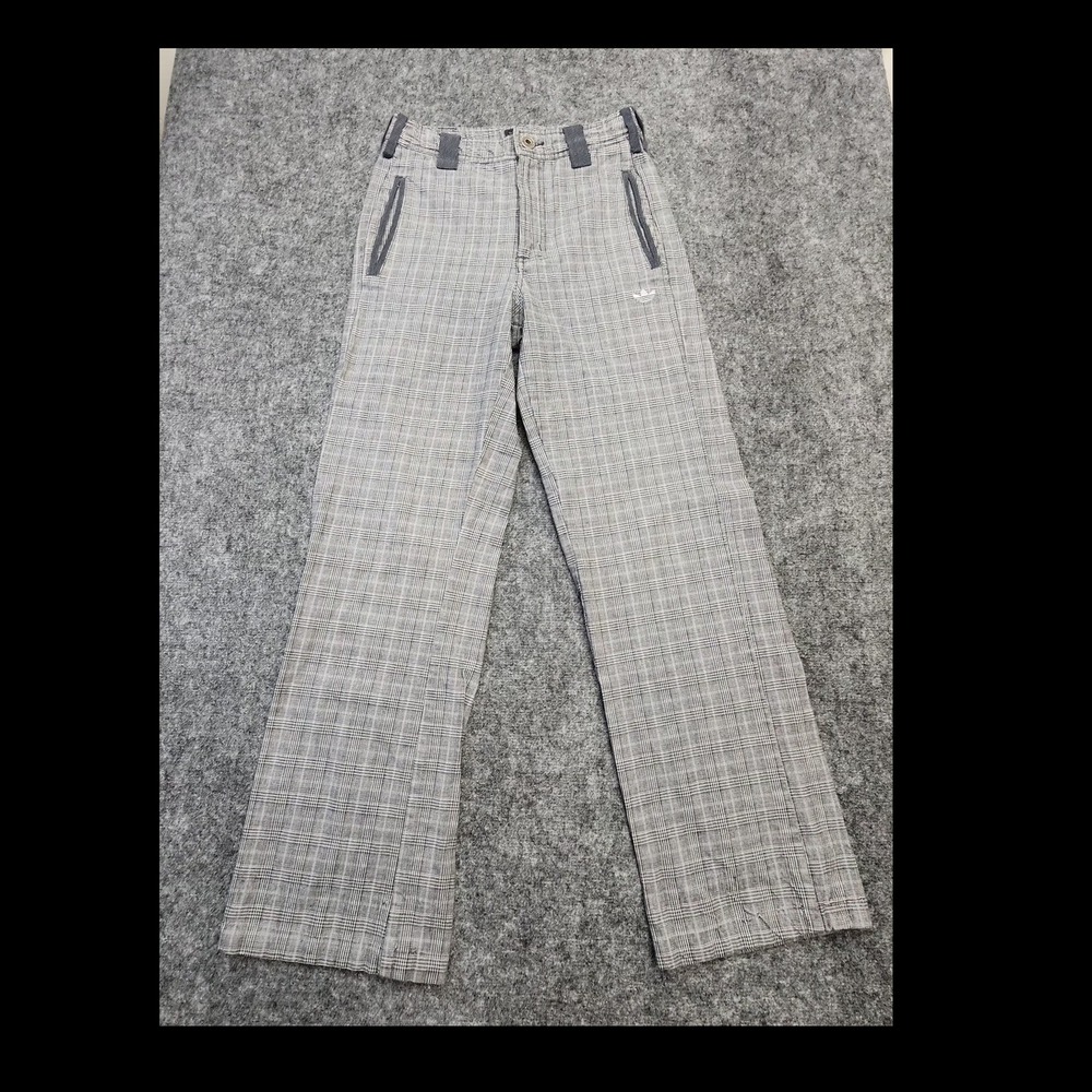 adidas Plaid Gray Straight Leg Cotton Regular Fit Casual Pants Unisex Adults
